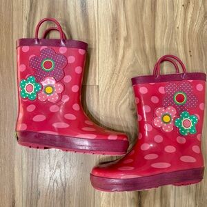 Western Chief Pink Polka Dot Kids Rain Boots
